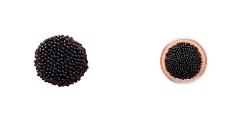 Black caviar viewed from above isolated on a transparent background - obrazy, fototapety, plakaty