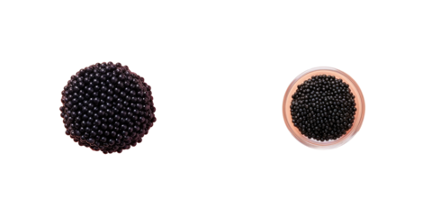 Black caviar viewed from above isolated on a transparent background