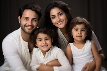 Closeup Portrait of happy and young Indian family