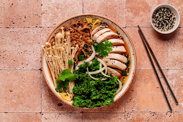 Asian miso ramen noodle soup.