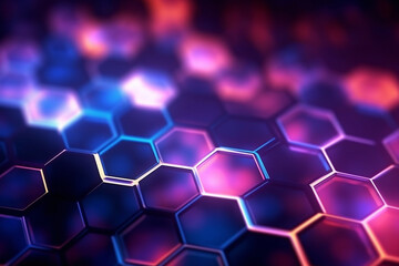 Beautiful deep blue abstract background with hexagons, new technologies, intermet, IT concept. Design element, AI generated