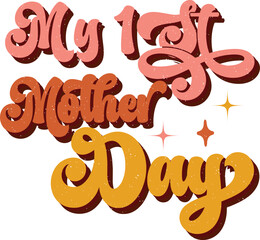 Fototapeta premium Mother's Day Mom Sublimation Design. Colorful Wavy Love Heart Typography for Mom Valentine Gift.
