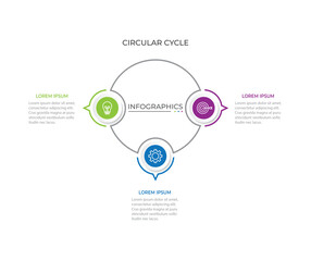 Fototapeta premium Business infographic template. Circle creative element design with marketing icons. Vector illustration 3 Step.