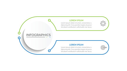 Business infographic template. Circle creative element design with marketing icons. Vector illustration 2 Step.