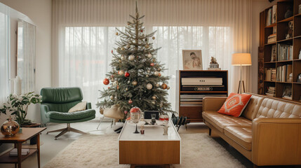 Fototapeta na wymiar Christmas interior design Generative AI
