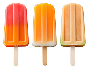 stick ice cream in transparent  white background, Set of stick ice creams for decorative elements