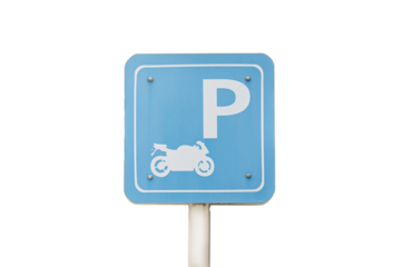 Parking sign for motorcycles, motorbikes, mopeds and scooters, isolate on a white background