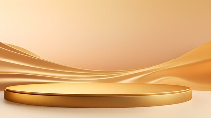 Modern Studio Background in golden Colors. Elegant Room for Product Presentation
