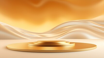 Modern Studio Background in golden Colors. Elegant Room for Product Presentation
