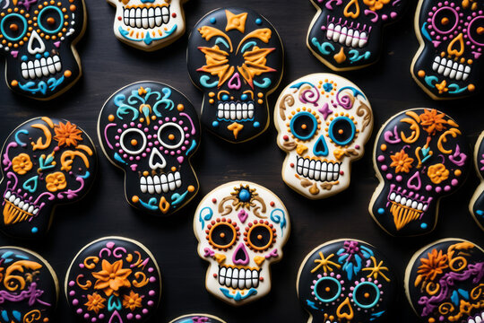 Colorful Sugar Skull Cookies