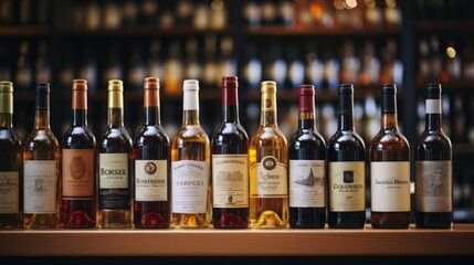 Vintage Wine Display in Soft-Focus Setting.