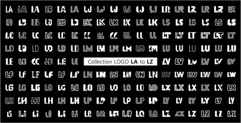Collection LOGO LA to LZ. Abstract logos mega collection with letters. Geometrical abstract logos - obrazy, fototapety, plakaty