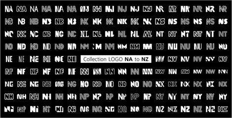 Collection LOGO NA to NZ. Abstract logos mega collection with letters. Geometrical abstract logos