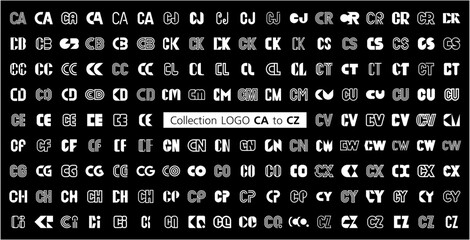 Collection LOGO CA to CZ. Abstract logos mega collection with letters. Geometrical abstract logos - obrazy, fototapety, plakaty