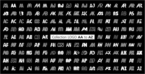 Collection LOGO AA to AZ. Abstract logos mega collection with letters. Geometrical abstract logos
