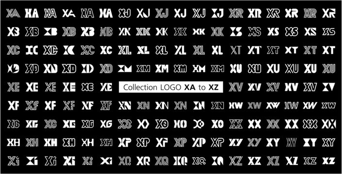 Collection LOGO XA to XZ. Abstract logos mega collection with letters. Geometrical abstract logos