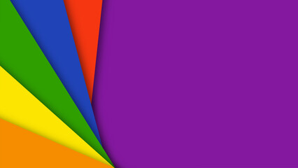 Abstract geometric red, orange, yellow, green, blue and purple shapes lgbtq color background. Lgbt Pride History Month color background with copy space for text. Colorful borders. Vector illustration