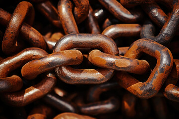 Fototapeta premium The Intricate Beauty of Weathered Chains Revealed in a Captivating Macro Shot