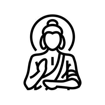 recommend clip art: buddha god indian line icon vector. buddha god indian sign. isolated contour symbol black illustration