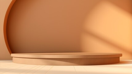Modern Studio Background in light brown Colors. Elegant Room for Product Presentation
