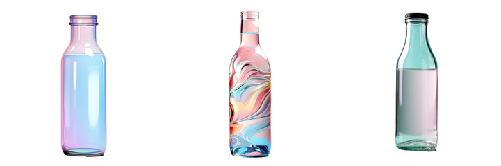 transparent background with a glass bottle