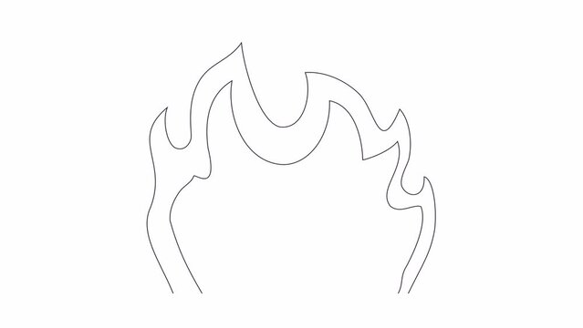 Fire flames bw 2D object animation. Combustion conflagration. Campfire igniting. Hot burning bonfire outline cartoon 4K video, alpha channel. Flammable fire animated icon isolated on white background