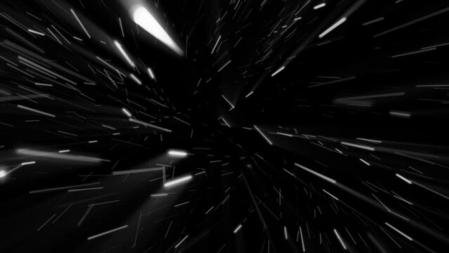 An explosion of glowing white digital data particles swirling at high speed. Super fast particle explosion animation. This exploding particles motion background is HD and a seamless loop.