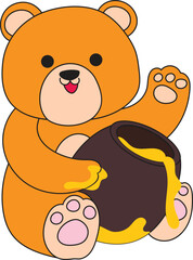 cute illustration of a sun bear eating honey