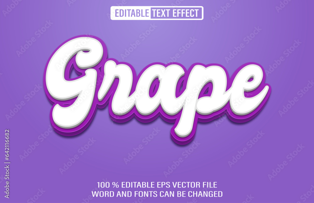 Poster grape editable text effect 3d style template