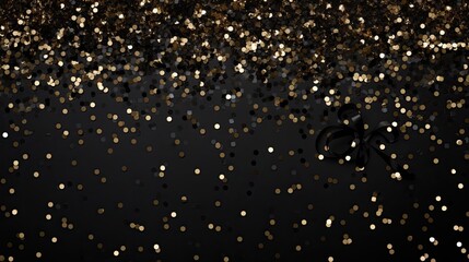 Shiny black background adorned with golden glitter - Black Friday magic and celebration.
