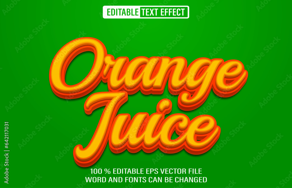 Poster orange juice editable text effect 3d style template