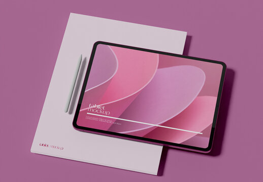 Tablet for Digital Art with Pen Mockup 