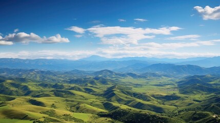 Panorama view of valley with wild flower and clear sky