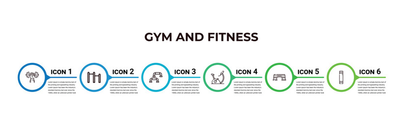 Fototapeta na wymiar dumbbells exercise, bar exercising, pulsometer, exercising dumbbell, fitness step, grip outline icons. editable vector from gym and fitness concept. infographic template.