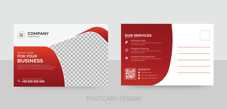 Corporate business or marketing agency postcard template