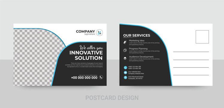 Corporate postcard design template. amazing and modern postcard design. stylish corporate postcard design.