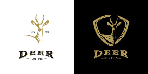 Vector adventure deer mammal illustration vintage logo design template