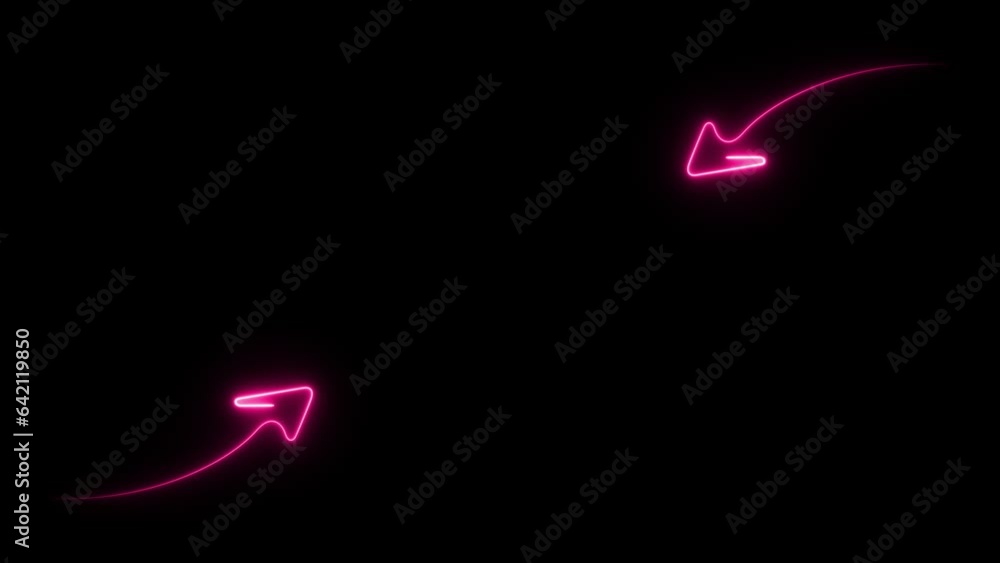 Poster glowing neon arrows direction animation on black background, neon arrows blinking on black backgroun