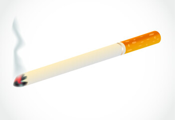 Smoking cigarette closeup isolated vector icon
