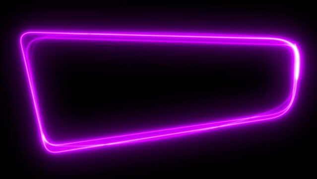 Border with light painting effect. Luminous neon line of a rectangular path. Web Background Laser Show. Neon rounded parallelogram frame with blink effects on dark background. Empty glow