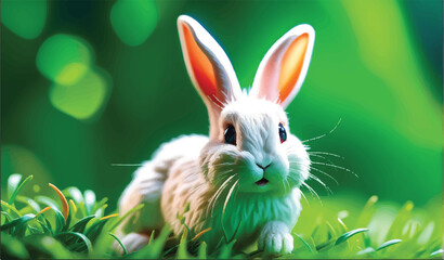 Fototapeta na wymiar cute white rabbit illustration