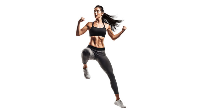 Fit and a handsome shirtless woman with a beautiful torso. Strong and handsome, fit and sporty bodybuilder woman. woman Fitness Model Torso showing six pack abs. Isolated on Transparent background.
