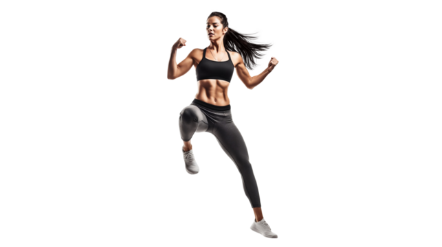 Fit and a handsome shirtless woman with a beautiful torso. Strong and handsome, fit and sporty bodybuilder woman. woman Fitness Model Torso showing six pack abs. Isolated on Transparent background.
