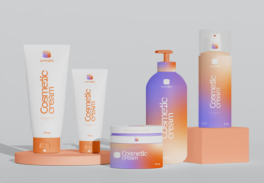 Set of Cosmetic Creams Mockup