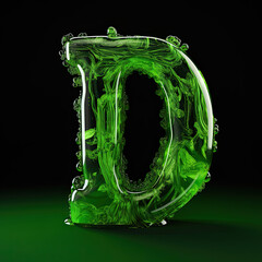 Capital letter D made of ectoplasm green slime for halloween 