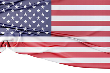 Fototapeta premium Isolated Flag of USA with copy space below. 3D Rendering
