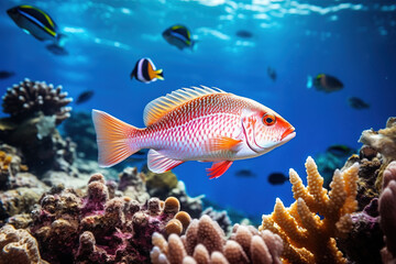 Naklejka na ściany i meble Coral Beauty fish swimming in the open ocean