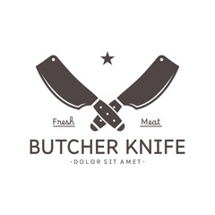 Butcher Knife Vintage Logo Template.