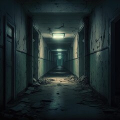 Fototapeta na wymiar Terrifying Horror Corridor: A Haunting Scene of Fear and Dread