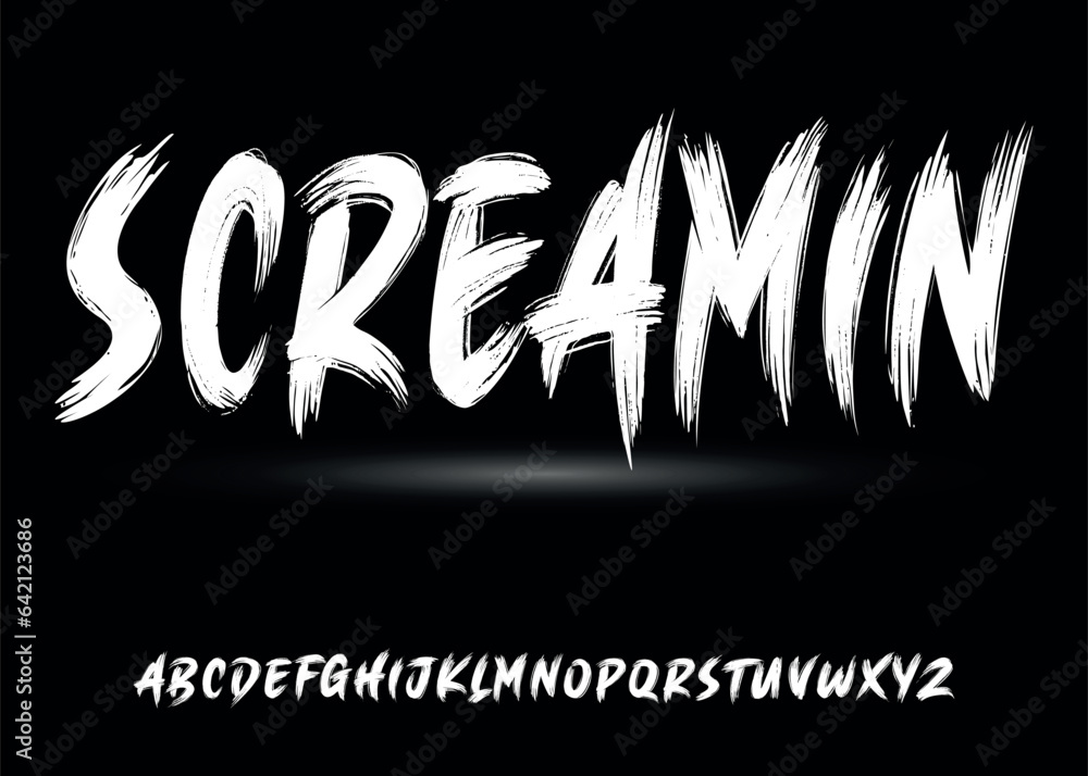Fototapete Ector the brush and elegant font SCREAMIN, geometric shape font vector typeface alphabet typeset.